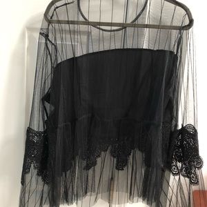 Mesh bell sleeve top